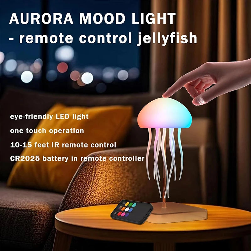 Enchanting LED Jellyfish Lamp with 9 Graceful Tentacles, Dual Modes, Extended Battery Life, Colorful Gradient Effects, and Convenient Remote Control