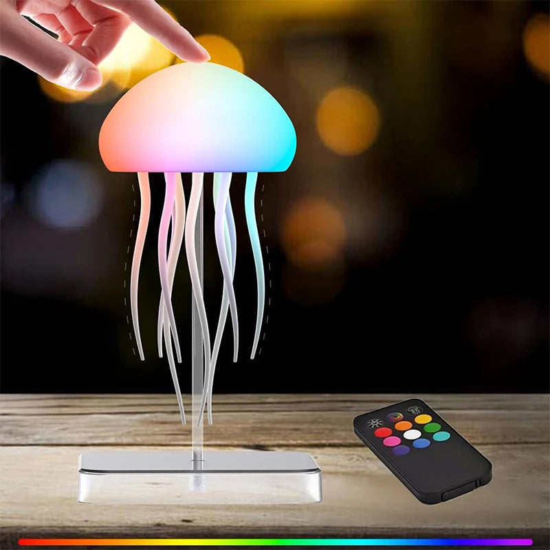Enchanting LED Jellyfish Lamp with 9 Graceful Tentacles, Dual Modes, Extended Battery Life, Colorful Gradient Effects, and Convenient Remote Control
