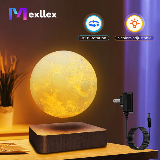 Levitating Moon Magnetic Floating Night Light - Elegant 3D LED Table Lamp with Adjustable Color Temperatures for Home and Office Decor